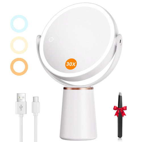 Kosmetikspiegel beleuchtet 30x/1x Vergrösserung USB-C dimmbar