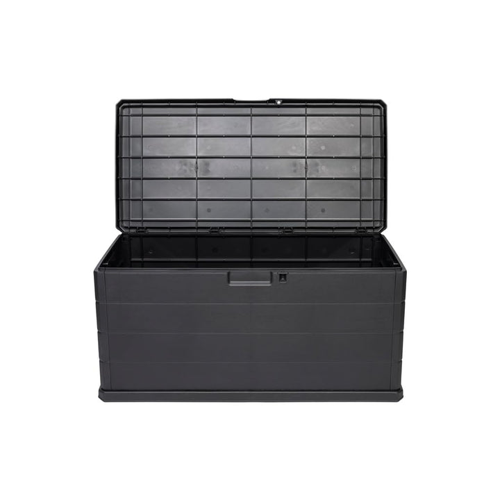 Kissenbox XL Kunststoff Holz-Optik Anthrazit 340 L als Sitzbank nutzbar - Bild 3