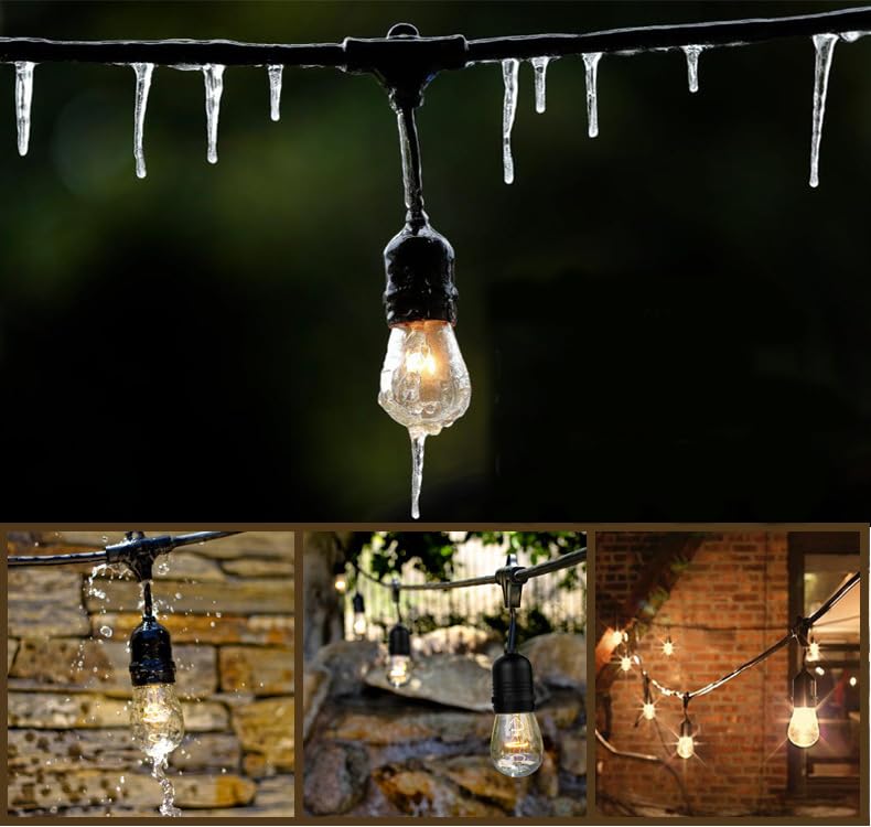LED Lichterkette Aussen 30m S14 Warmweiss IP65 mit 30 E27-Birnen - Bild 3