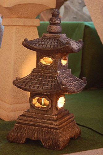Steinpagode 2-stöckig Sandstein Gartendeko Grau 35 cm - Bild 5