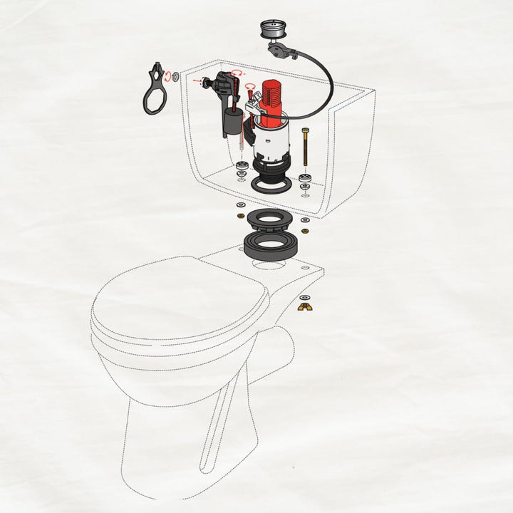 WC-Spülmechanik 3/6 l Doppelspülung mit Füllventil Messing 3/8 - Bild 7