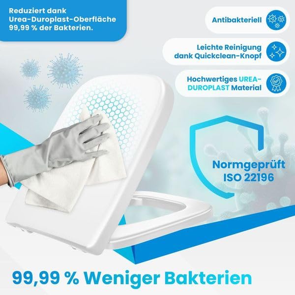 WC Sitz Duroplast mit Softclose und Quick-Release Edelstahl-Befestigung - Bild 6
