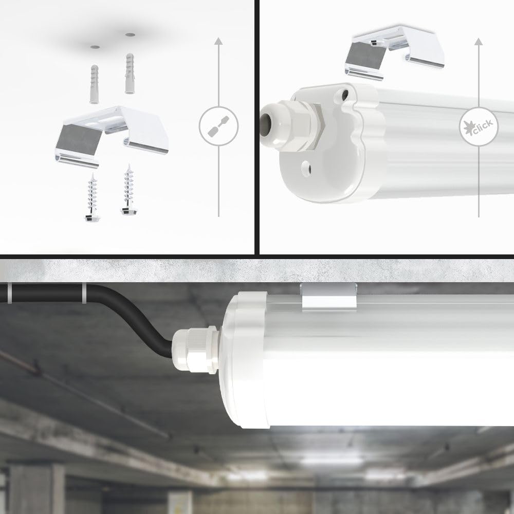 LED Feuchtraumleuchte 150cm IP65 48W 5760lm Neutralweiss 2er-Pack - Bild 7