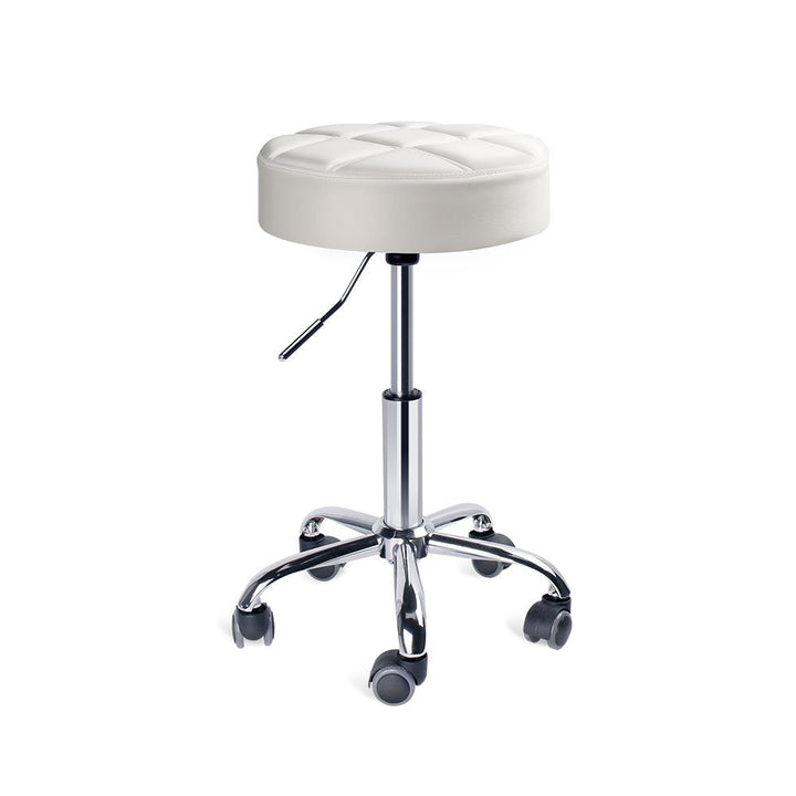 Rollhocker höhenverstellbar rund Kunststoff Weiß Ø35cm - Bild 3