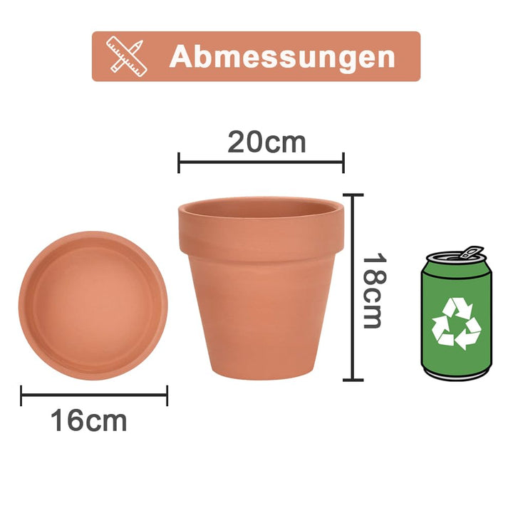 Terrakotta-Töpfe 20 cm mit Untersetzer für Innen und Aussen 2er-Set - Bild 6
