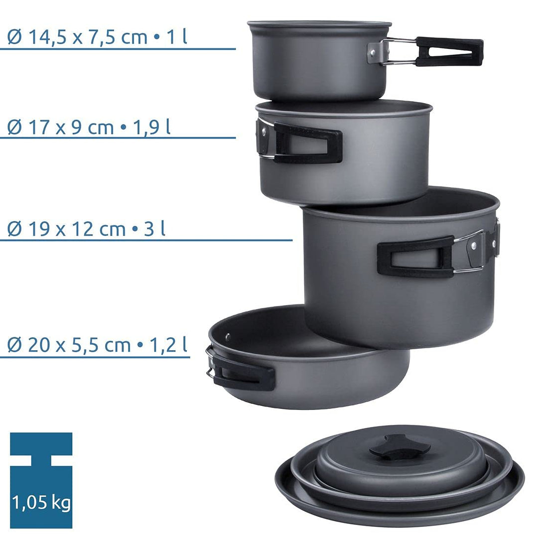 Camping Kochgeschirr Set Aluminium 7-teilig für 4-5 Personen - Bild 2