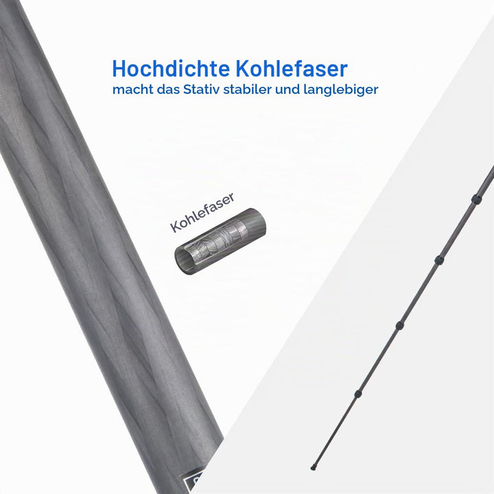 Carbon-Reisestativ mit Kugelkopf 127cm Höhe 6kg Traglast - Bild 6