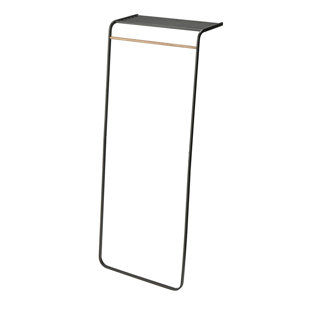Standgarderobe mit Regal anlehnen Stahl/Holz schwarz 60x46x160 cm