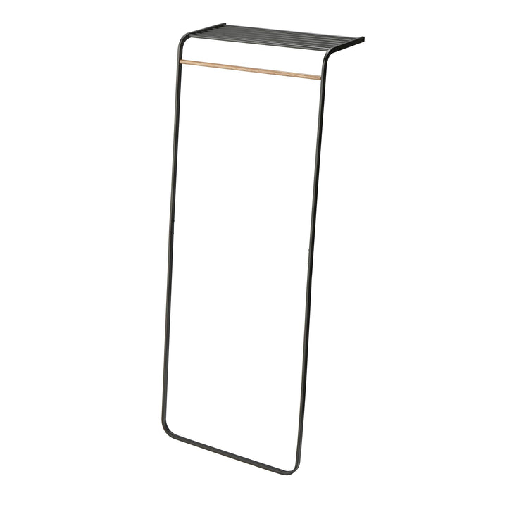 Standgarderobe mit Regal anlehnen Stahl/Holz schwarz 60x46x160 cm