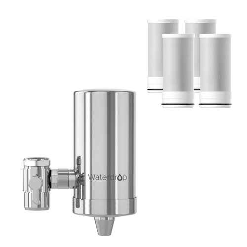 Wasserhahn-Wasserfilter Edelstahl 304 mit 4 Ersatzfiltern für 1 Jahr