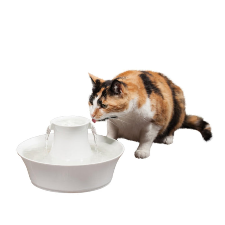 Keramik-Trinkbrunnen Katze &amp; Hund mit Doppelfilter 2 L weiss - Bild 3
