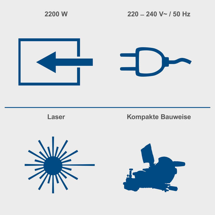 Kapp-Zugsäge 2200W mit Laser, 254mm Blatt, 90mm Schnitthöhe - Bild 4