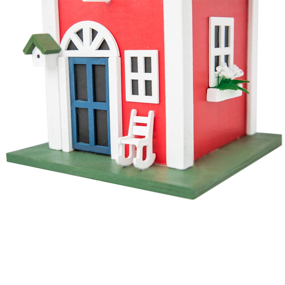 Vogelhaus Holz hängend rot 18,5x18,5x24,6 cm für Garten - Bild 5