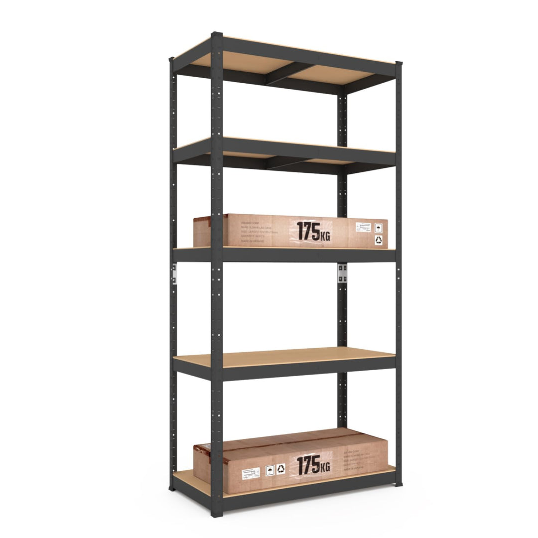 Schwerlastregal Metall 180x60x40 cm 5 MDF-Böden 875 kg Schwarz