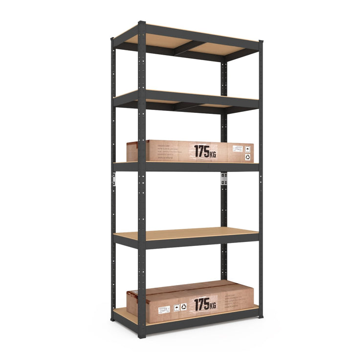 Schwerlastregal Metall 180x60x40 cm 5 MDF-Böden 875 kg Schwarz