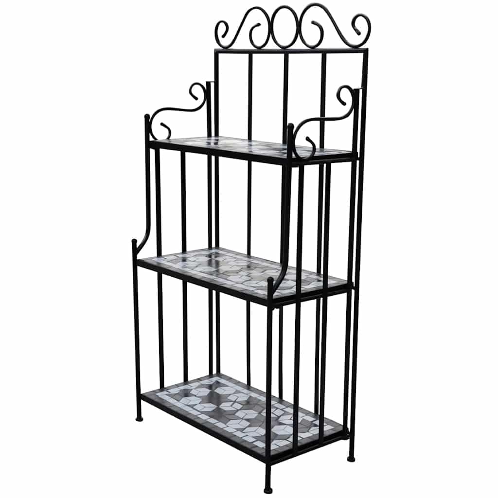 Blumentreppe Wandregal 3-stöckig Eisen Keramikmosaik 115 cm