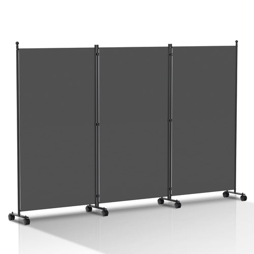 Paravent Raumteiler klappbar auf Rollen 3-teilig 263x181 cm Anthrazit