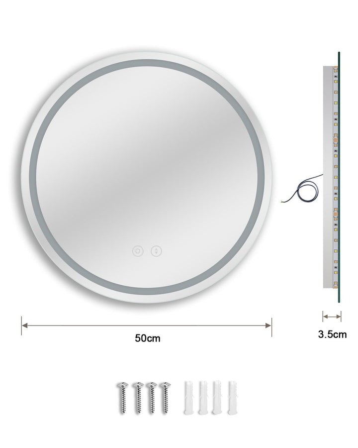 Badspiegel Rund LED 50x50 cm Antibeschlag 3 Lichtfarben dimmbar - Bild 5