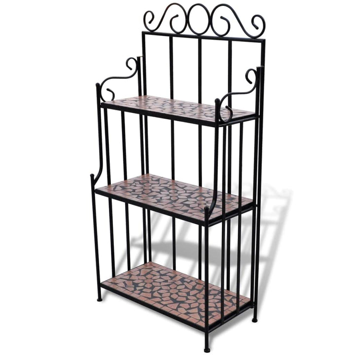 Pflanzenständer 3 Etagen Mosaik Keramik Eisen 115 cm Terrakotta
