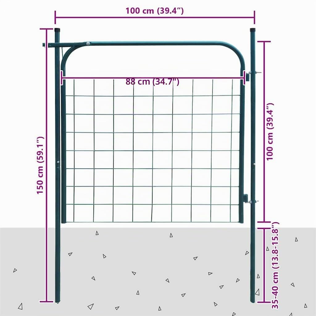 Gartentor Verzinkter Stahl 100x100 cm Grün für Garten - Bild 2