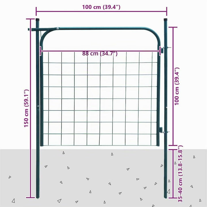 Gartentor Verzinkter Stahl 100x100 cm Grün für Garten - Bild 2