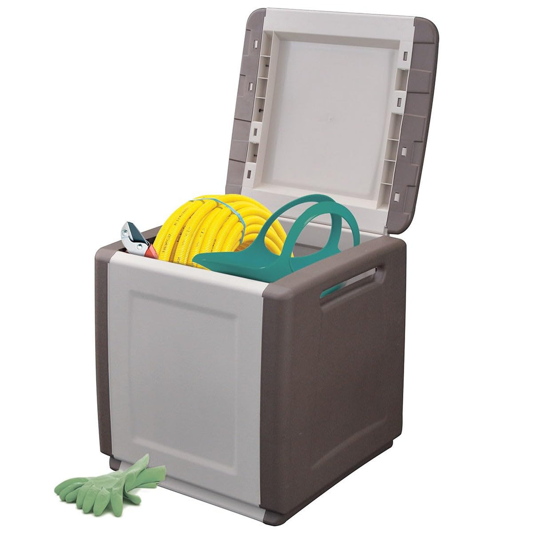 Gartenbox Kissenbox 130 Liter Taupe/Ecru-weiss wetterfest - Bild 2