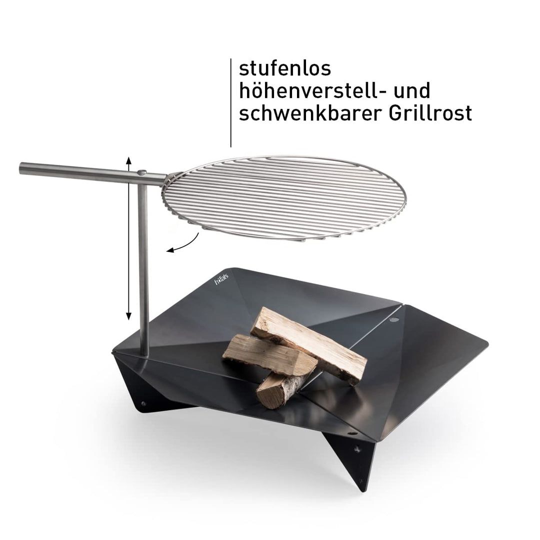 Grillrost rund Ø 45 cm Edelstahl höhenverstellbar schwenkbar für Feuerschale - Bild 2