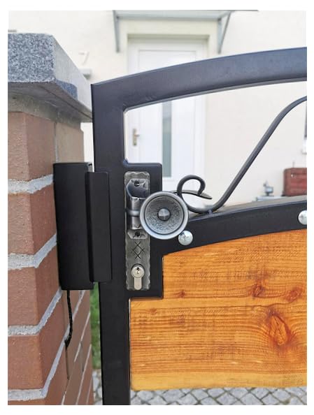 Drückergarnitur Schmiedeeisen Gartentür antik schwarz, links, 72mm PZ - Bild 2