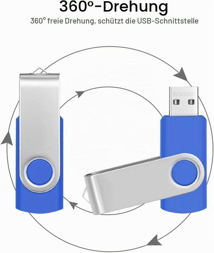 USB-Stick 4 GB USB 2.0 einklappbar Blau 10er-Set - Bild 2