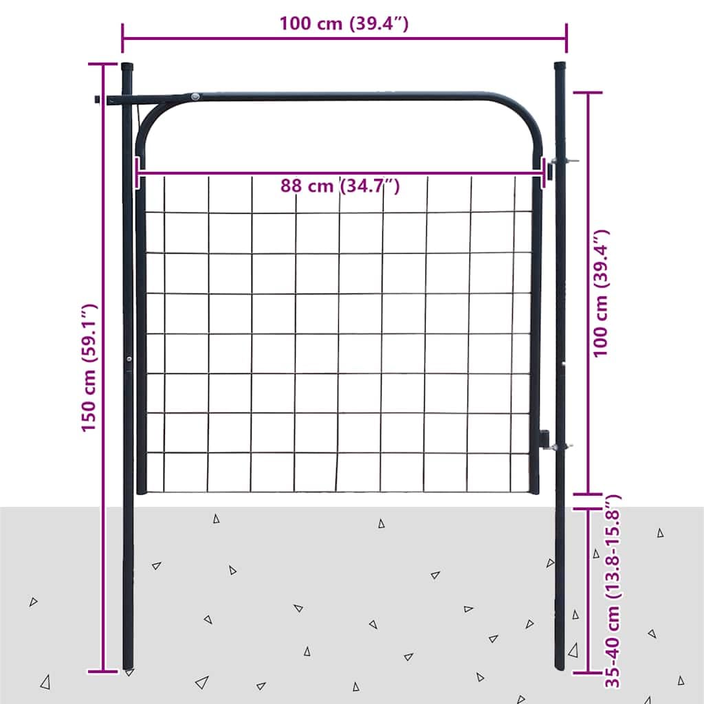 Gartenzaun Tor Stahl anthrazit 100x100 cm verzinkt - Bild 2