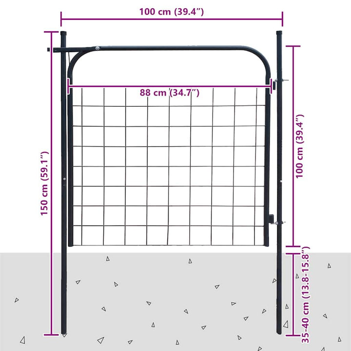 Gartenzaun Tor Stahl anthrazit 100x100 cm verzinkt - Bild 2