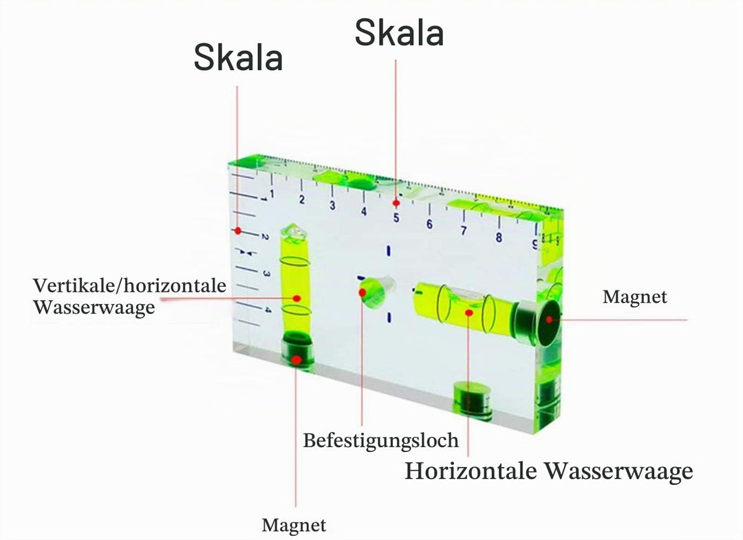 Wasserwaage T-Form Acryl mit 3 Magneten, 95x51x13 mm - Bild 3