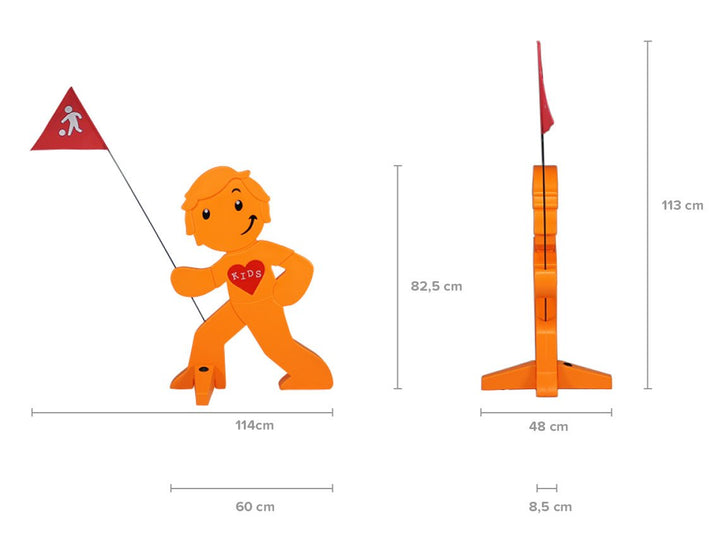Warnaufsteller Kind Strasse reflektierend 82,5 cm orange mit Fahne - Bild 5