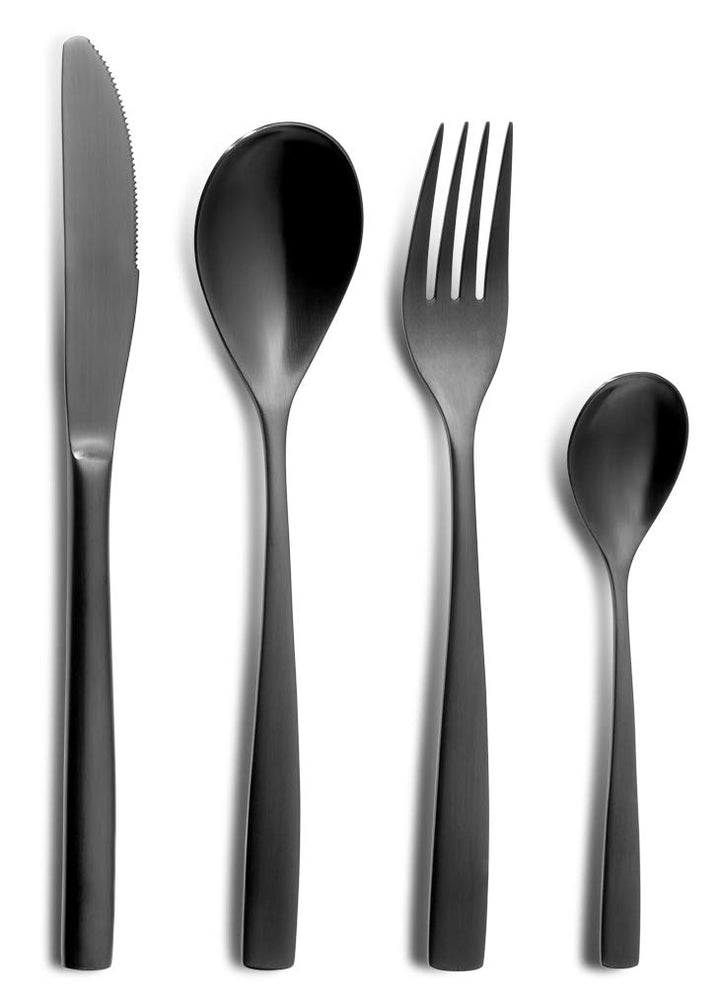Besteck-Set Schwarz Edelstahl 24-teilig für 6 Personen