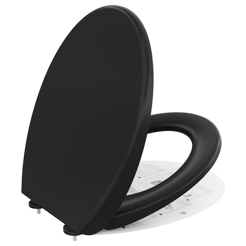 WC-Sitz Oval Duroplast mit Soft-Close und Quick-Release, Schwarz