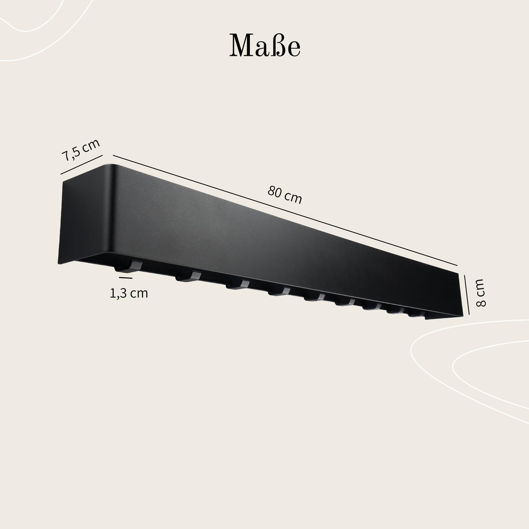 Wandgarderobe Aluminium 80 cm mit verdeckten Haken Schwarz Matt - Bild 6