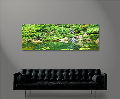 Leinwandbild Japanischer Zen Garten Panorama 120x40 cm Wohnzimmer - Bild 2