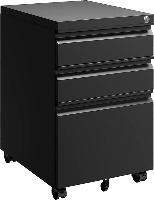 Rollcontainer Stahl abschliessbar 3 Schubladen 39x50x62 cm schwarz