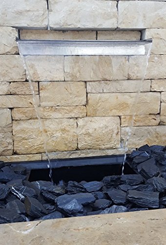 Edelstahl Wasserfall 30 cm mit LED-Beleuchtung warmweiss matt gebürstet - Bild 4