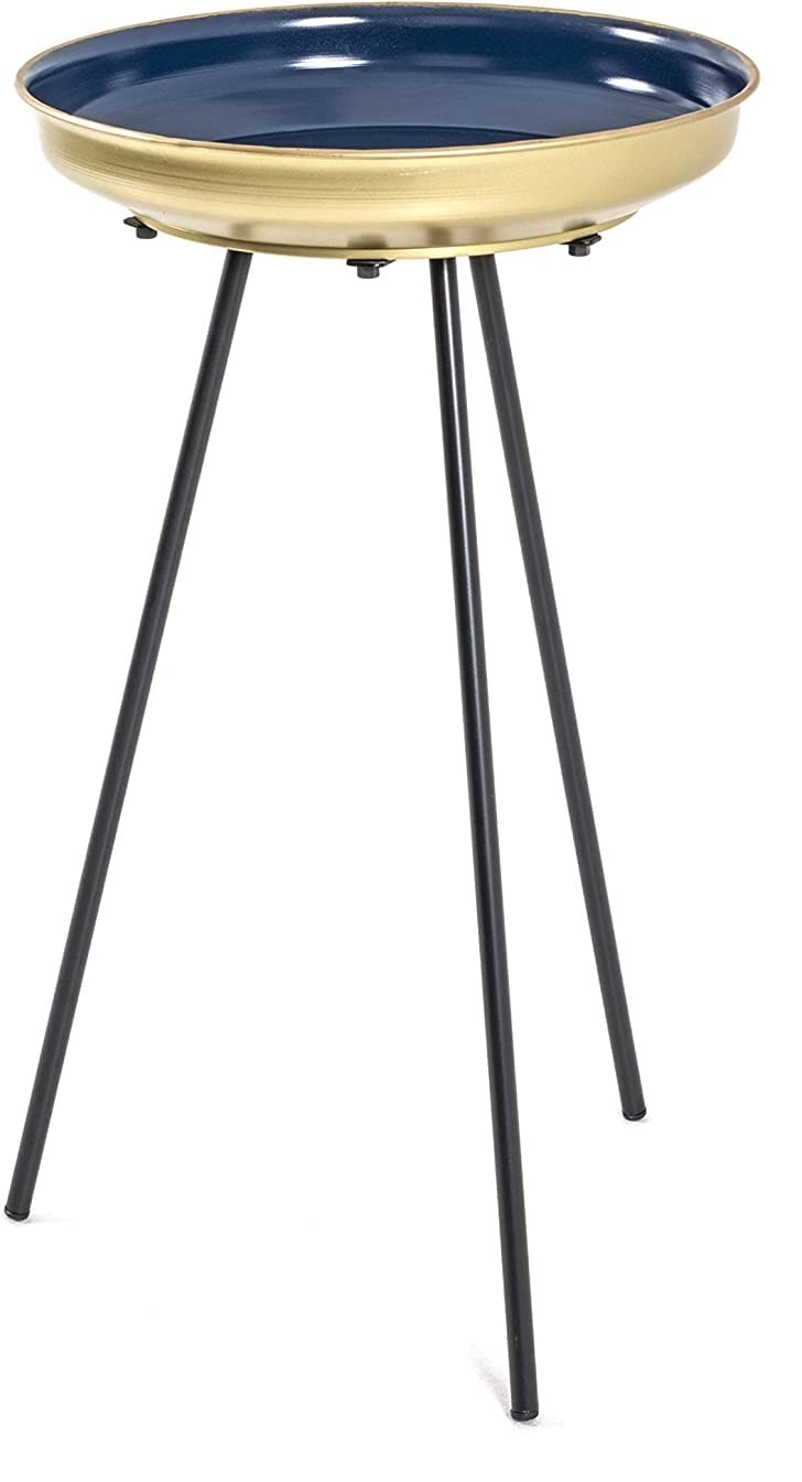 Beistelltische 2er-Set rund Metall schwarz-gold Art Deco 56/66 cm - Bild 5