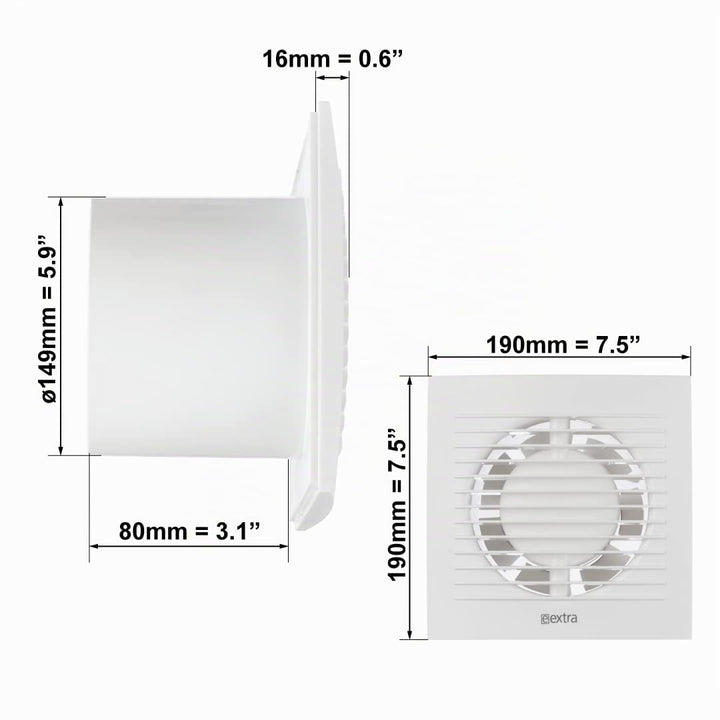 Badlüfter Ø 150 mm mit Feuchtesensor und Timer, leise, Weiss - Bild 2