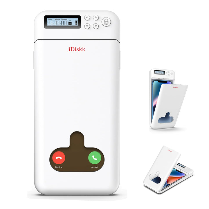 Handy-Sperrbox mit Timer für iPhone und Android, ABS, Weiss