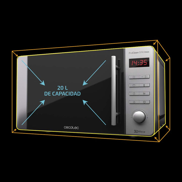 Mikrowelle mit Grill 20 L Edelstahl 700W/800W 8 Programme - Bild 6