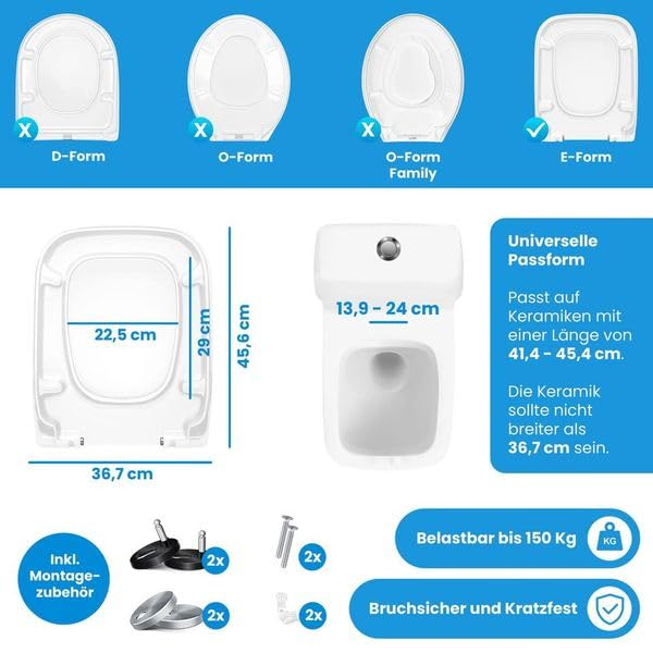 WC Sitz Duroplast mit Softclose und Quick-Release Edelstahl-Befestigung - Bild 7