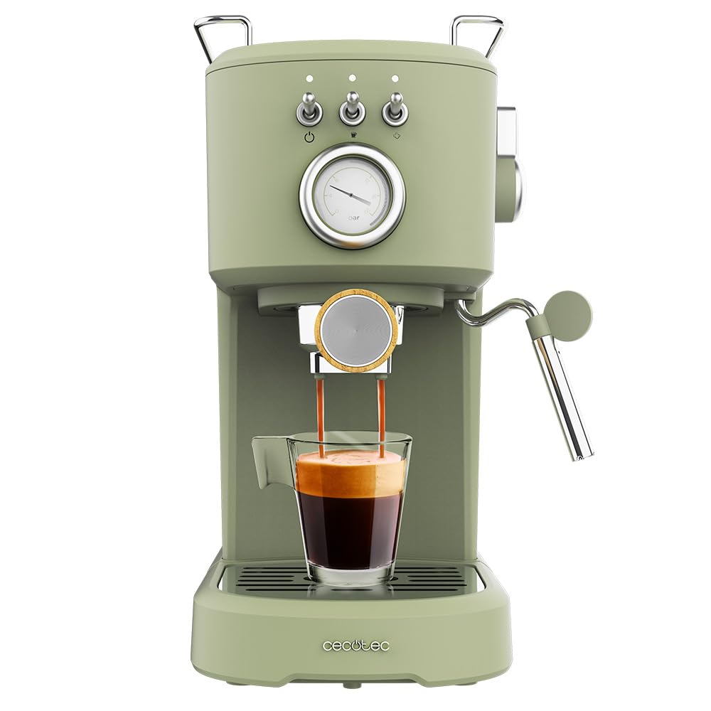 Espressomaschine 20 bar Thermoblock Dampfdüse Retro-Design Grün