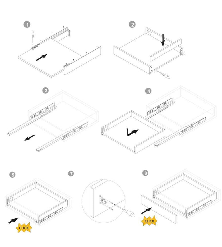Schubladen-Kit Küche Bad Anthrazitgrau Vollauszug 600mm Modul 500mm Tiefe - Bild 6