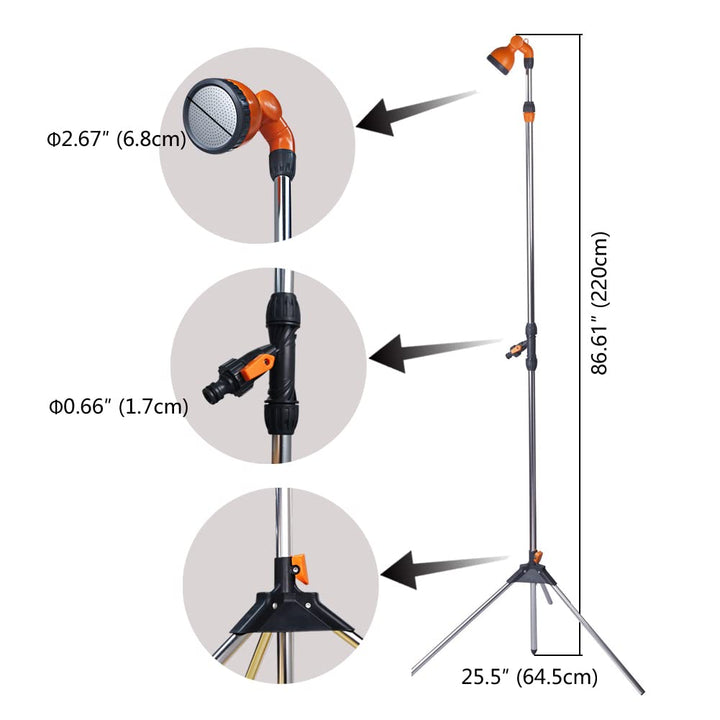 Gartendusche Outdoor mit Stativ Aluminium höhenverstellbar 170–221 cm - Bild 3