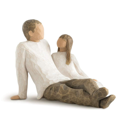 Dekofigur Vater und Tochter Kunstharz handbemalt 11,5 cm