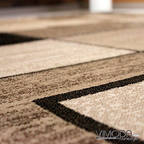 Designerteppich Retro kariert Braun Beige 80x300 cm Polypropylen - Bild 2