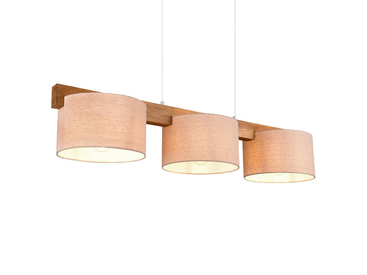 Pendelleuchte Holz Stoff 3-flammig 100cm breit Esszimmer - Bild 2
